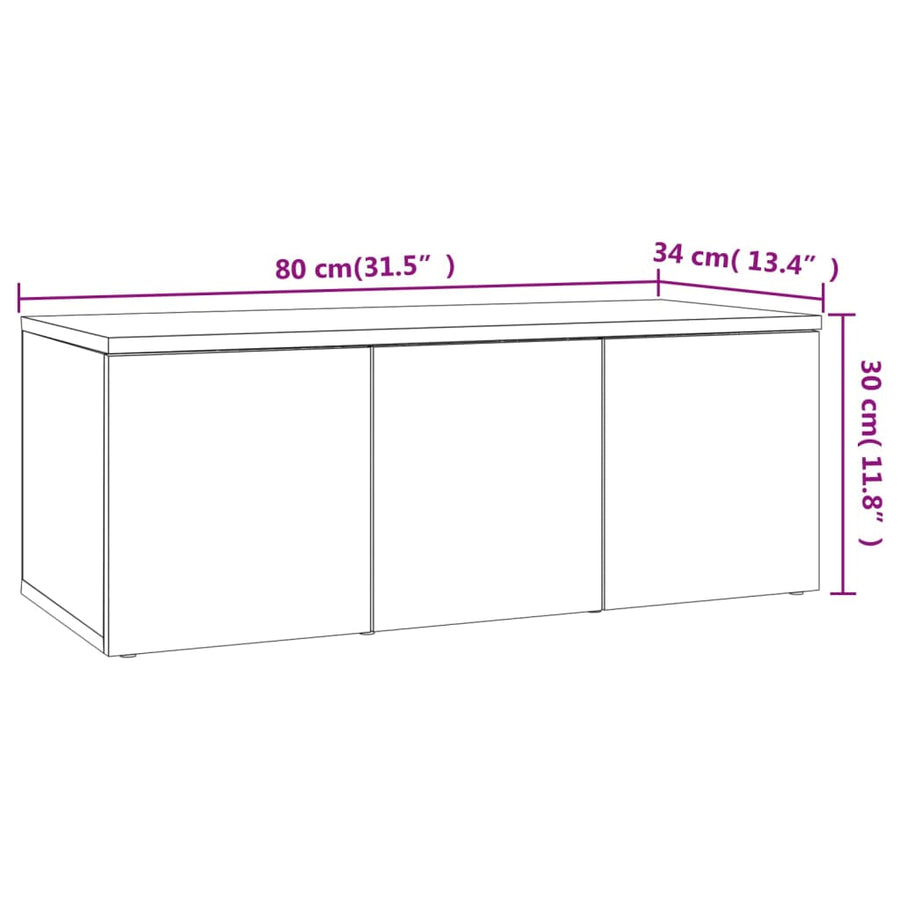 Tv-meubel 80x34x30 cm bewerkt hout gerookt eikenkleurig Gerookt eiken