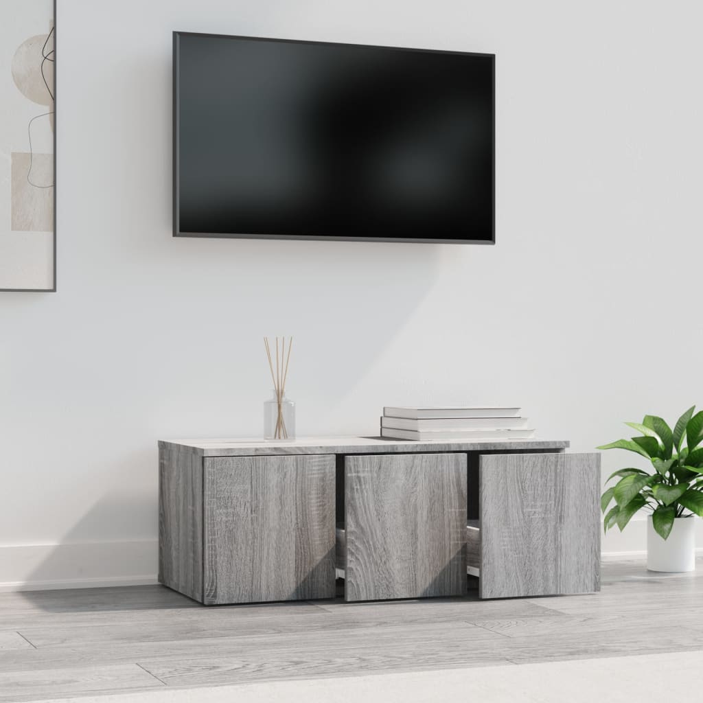 Tv-meubel 80x34x30 cm bewerkt hout grijs sonoma eikenkleurig Grijs sonoma