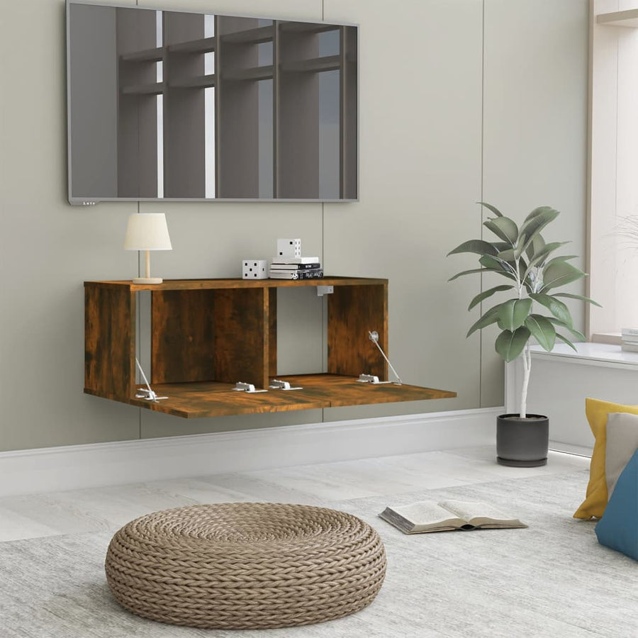 Tv-Meubel 80X30X30 Cm Bewerkt Hout Kleurig 1 Gerookt eiken