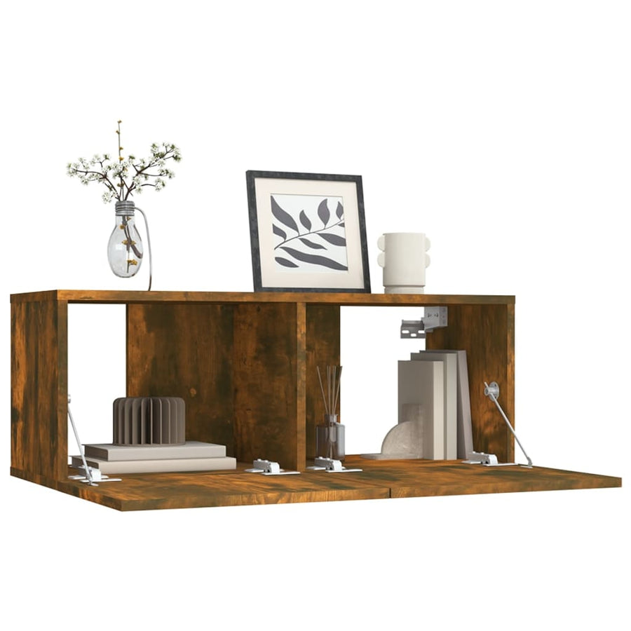 Tv-Meubel 80X30X30 Cm Bewerkt Hout Kleurig 1 Gerookt eiken
