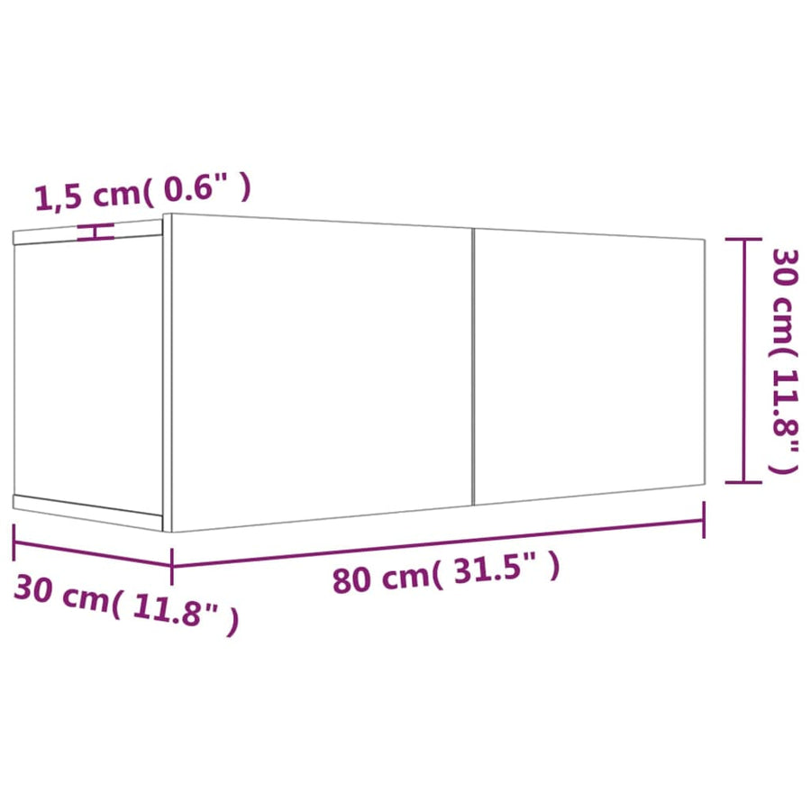 Tv-Meubel 80X30X30 Cm Bewerkt Hout Kleurig 1 Gerookt eiken