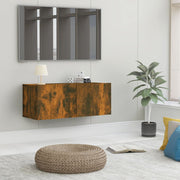 Tv-meubel 80x30x30 cm bewerkt hout gerookt eiken