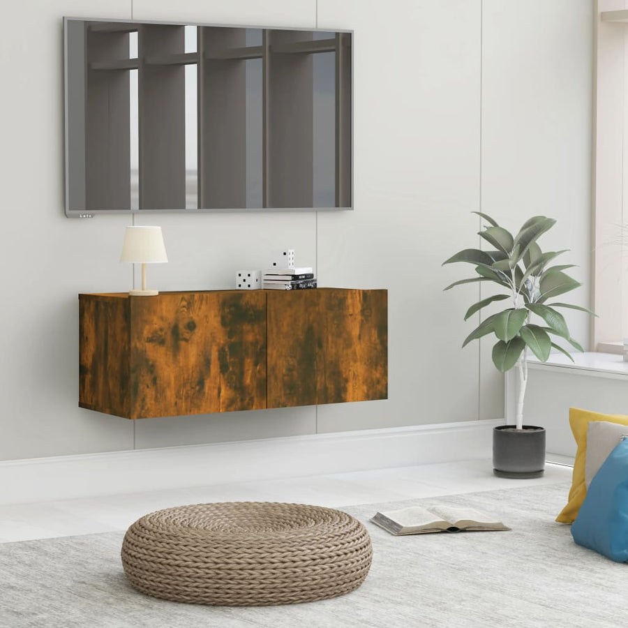 Tv-Meubel 80X30X30 Cm Bewerkt Hout Kleurig 1 Gerookt eiken