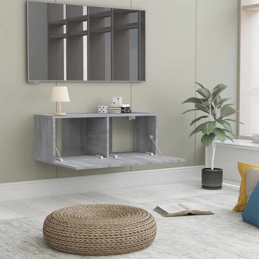 Tv-Meubel 80X30X30 Cm Bewerkt Hout Eikenkleurig 1 Grijs sonoma