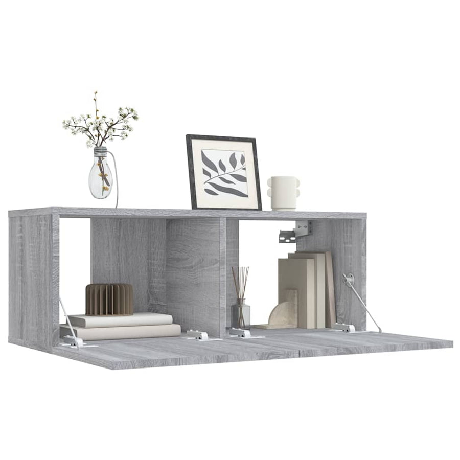 Tv-Meubel 80X30X30 Cm Bewerkt Hout Eikenkleurig 1 Grijs sonoma