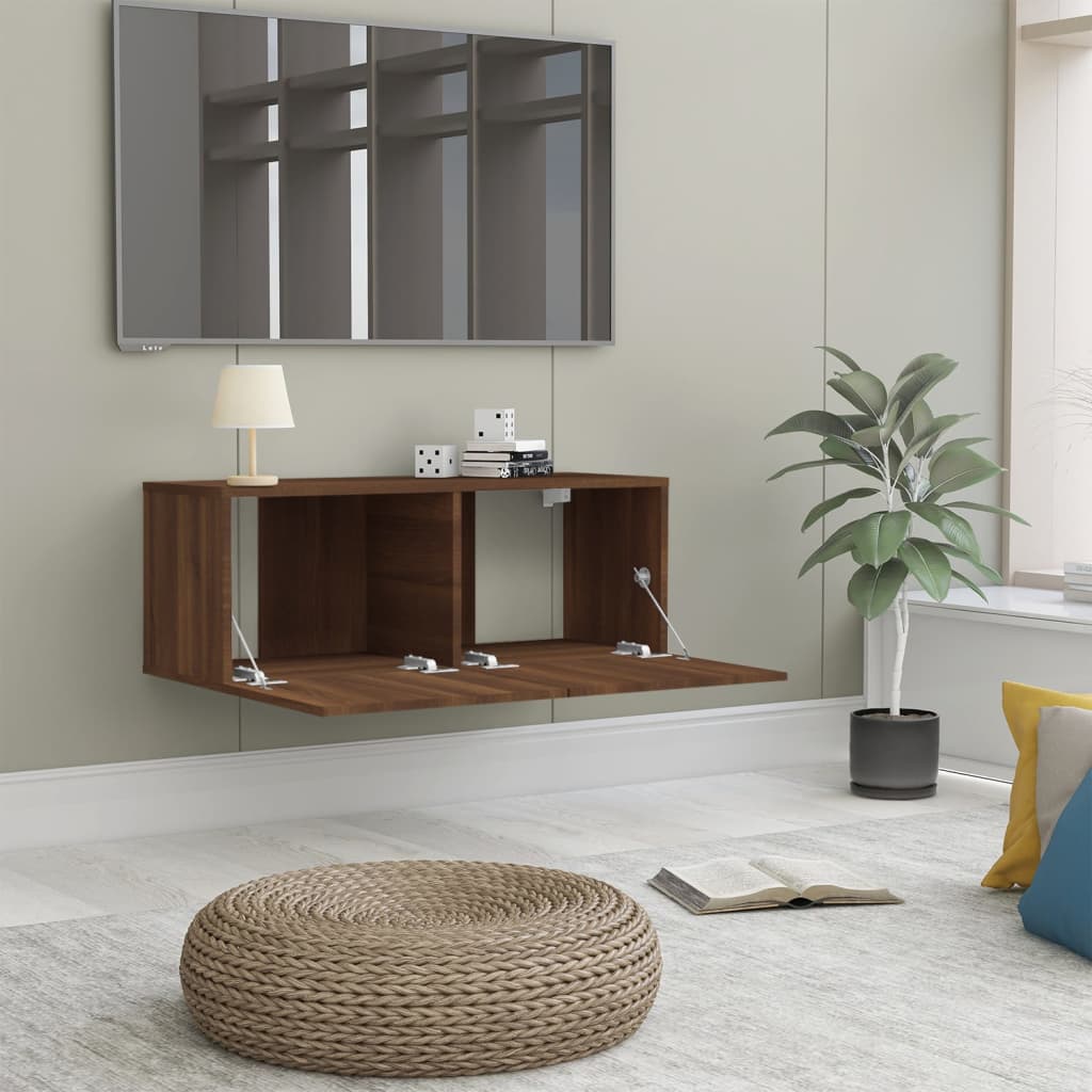Tv-Meubel 80X30X30 Cm Bewerkt Hout Kleurig 1 Bruineiken