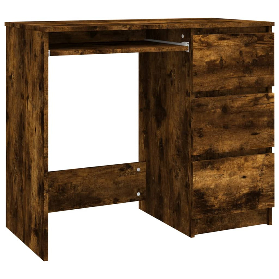 Bureau 90X45X76 Cm Bewerkt Hout Kleurig Gerookt eiken