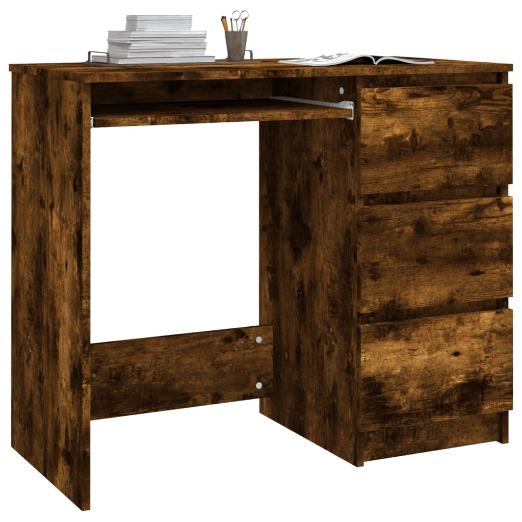 Bureau 90X45X76 Cm Bewerkt Hout Kleurig Gerookt eiken
