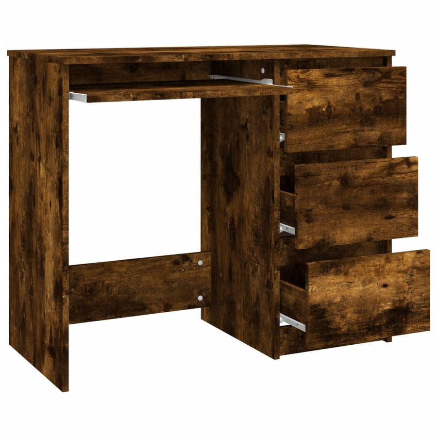 Bureau 90X45X76 Cm Bewerkt Hout Kleurig Gerookt eiken