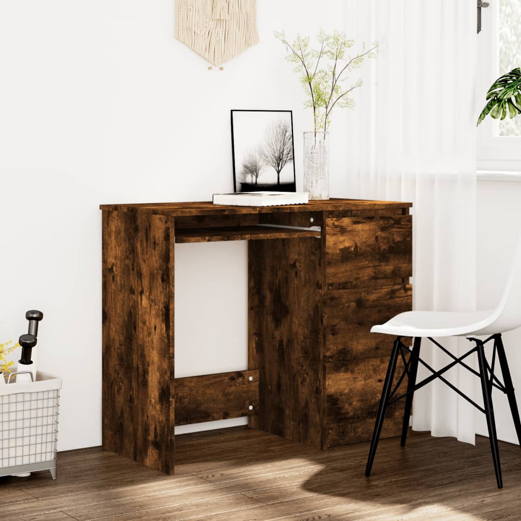 Bureau 90X45X76 Cm Bewerkt Hout Kleurig Gerookt eiken