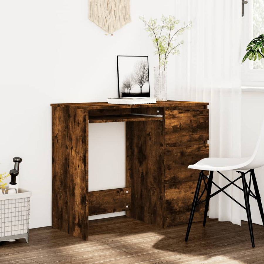 Bureau 90X45X76 Cm Bewerkt Hout Kleurig Gerookt eiken