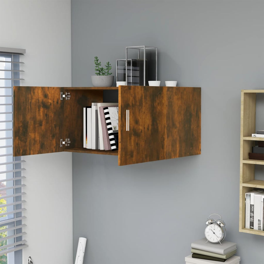 Hangkast 80x39x40 cm bewerkt hout gerookt eikenkleurig Gerookt eiken
