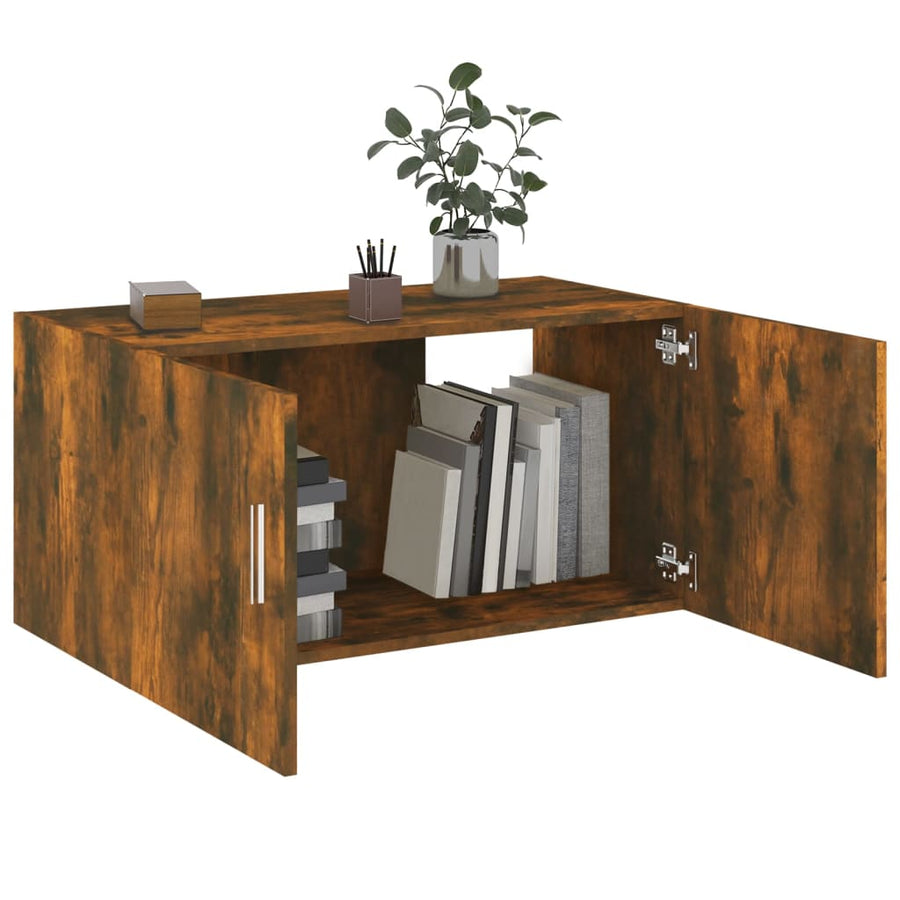 Hangkast 80x39x40 cm bewerkt hout gerookt eikenkleurig Gerookt eiken