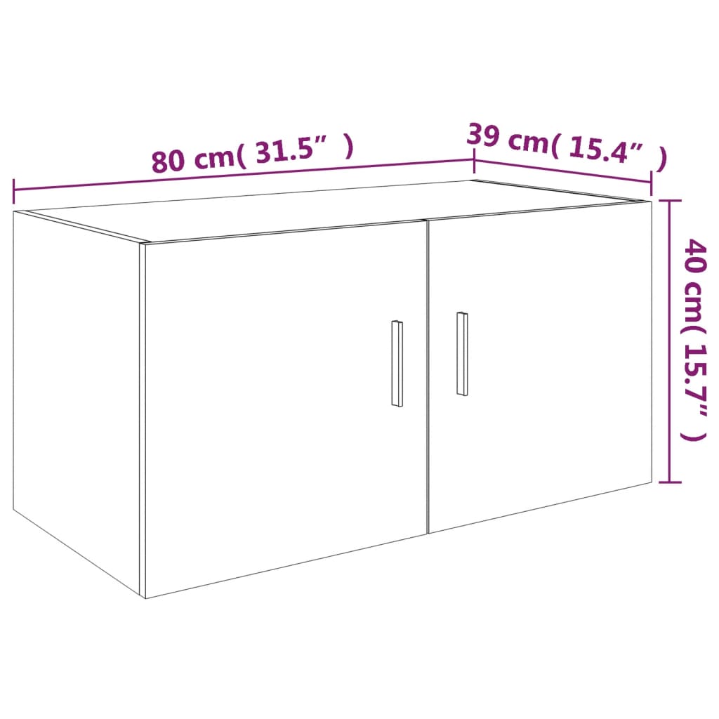 Hangkast 80x39x40 cm bewerkt hout gerookt eikenkleurig Gerookt eiken