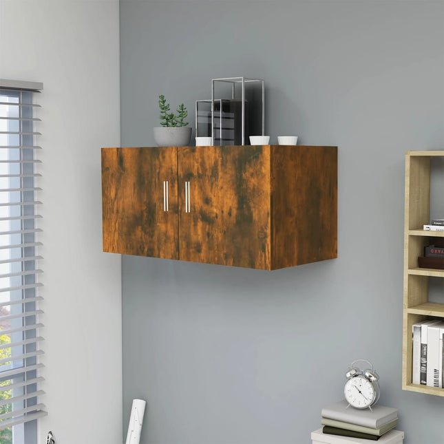 Hangkast 80x39x40 cm bewerkt hout gerookt eikenkleurig Gerookt eiken