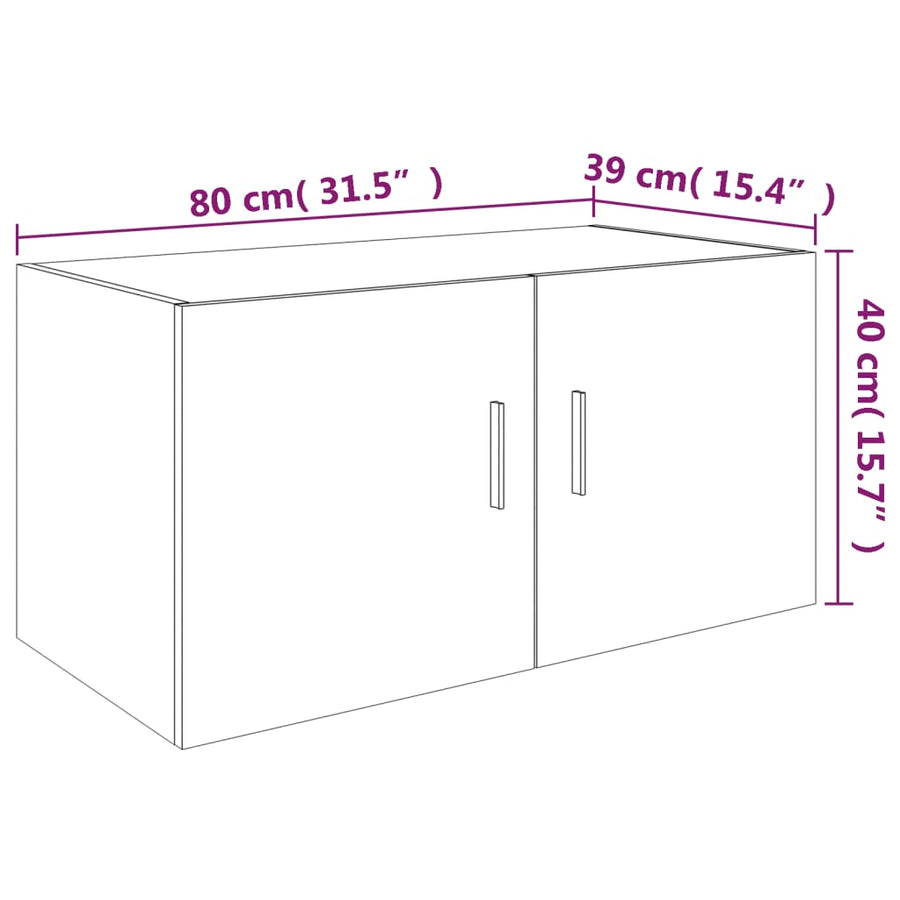 Hangkast 80x39x40 cm bewerkt hout grijs sonoma eikenkleurig Grijs sonoma