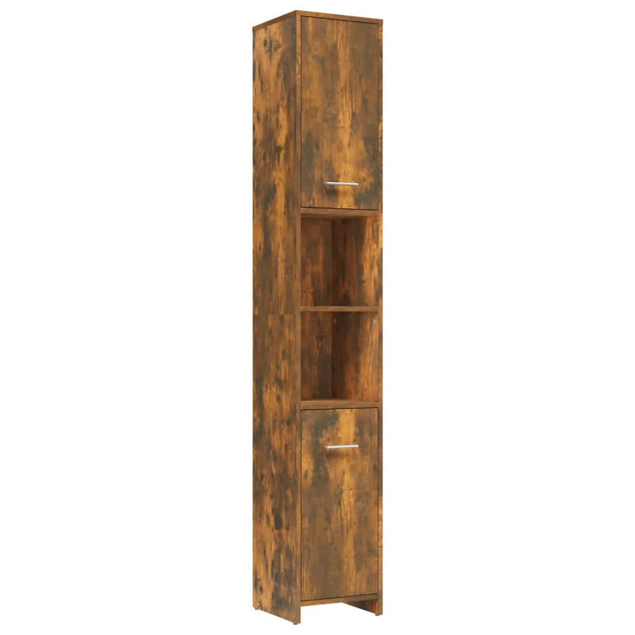 Badkamerkast 30X30X83,5 Cm Bewerkt Hout Kleurig Gerookt eiken Met handvat