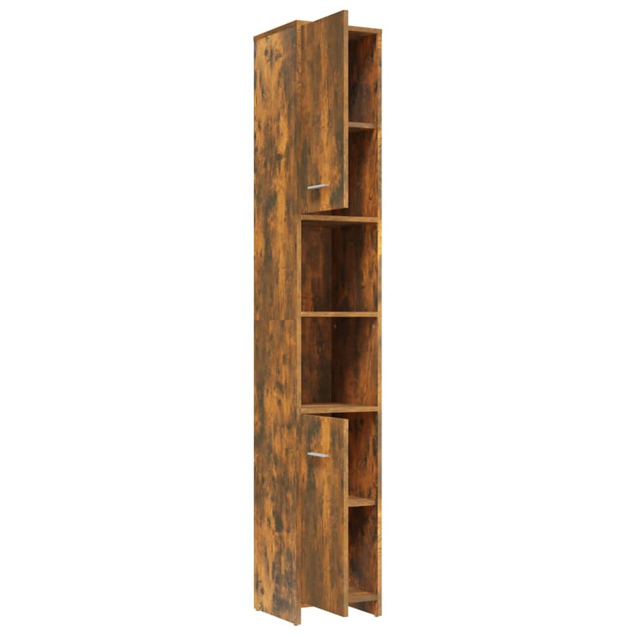 Badkamerkast 30X30X83,5 Cm Bewerkt Hout Kleurig Gerookt eiken Met handvat