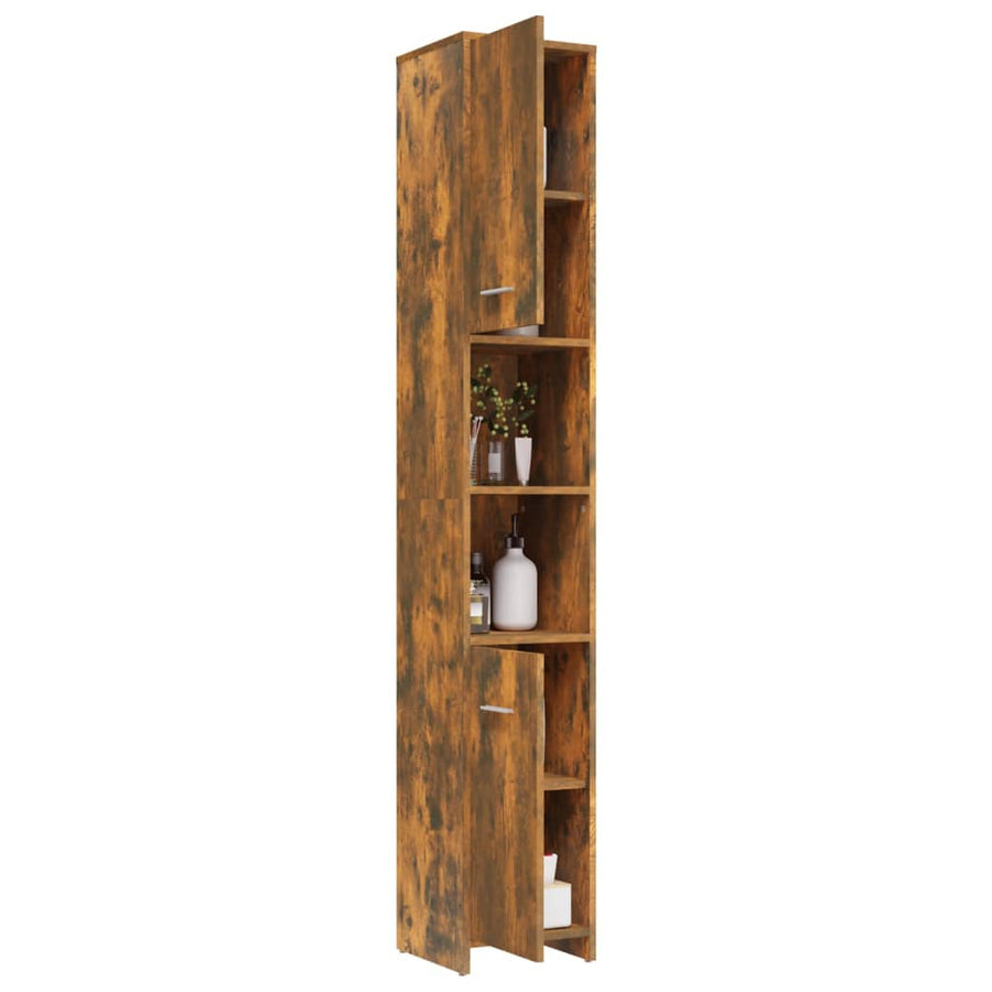 Badkamerkast 30X30X83,5 Cm Bewerkt Hout Kleurig Gerookt eiken Met handvat