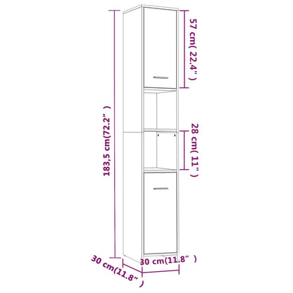 Badkamerkast 30X30X83,5 Cm Bewerkt Hout Kleurig Gerookt eiken Met handvat