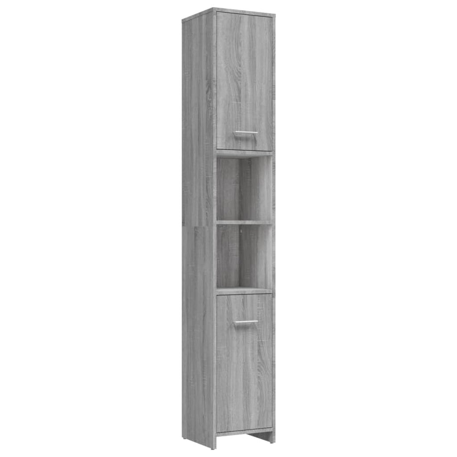 Badkamerkast 30X30X83,5 Cm Bewerkt Hout Eiken Grijs sonoma Met handvat