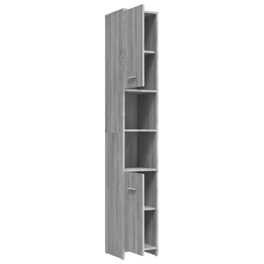 Badkamerkast 30X30X83,5 Cm Bewerkt Hout Eiken Grijs sonoma Met handvat