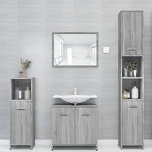 Badkamerkast 30X30X83,5 Cm Bewerkt Hout Eiken Grijs sonoma Met handvat