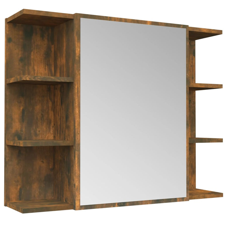 Badkamerspiegelkast 80X20,5X64 Cm Bewerkt Hout Gerookt eiken
