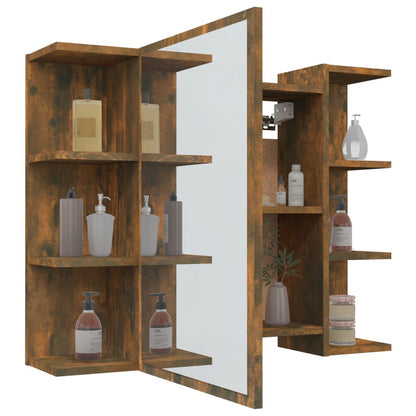 Badkamerspiegelkast 80X20,5X64 Cm Bewerkt Hout Gerookt eiken