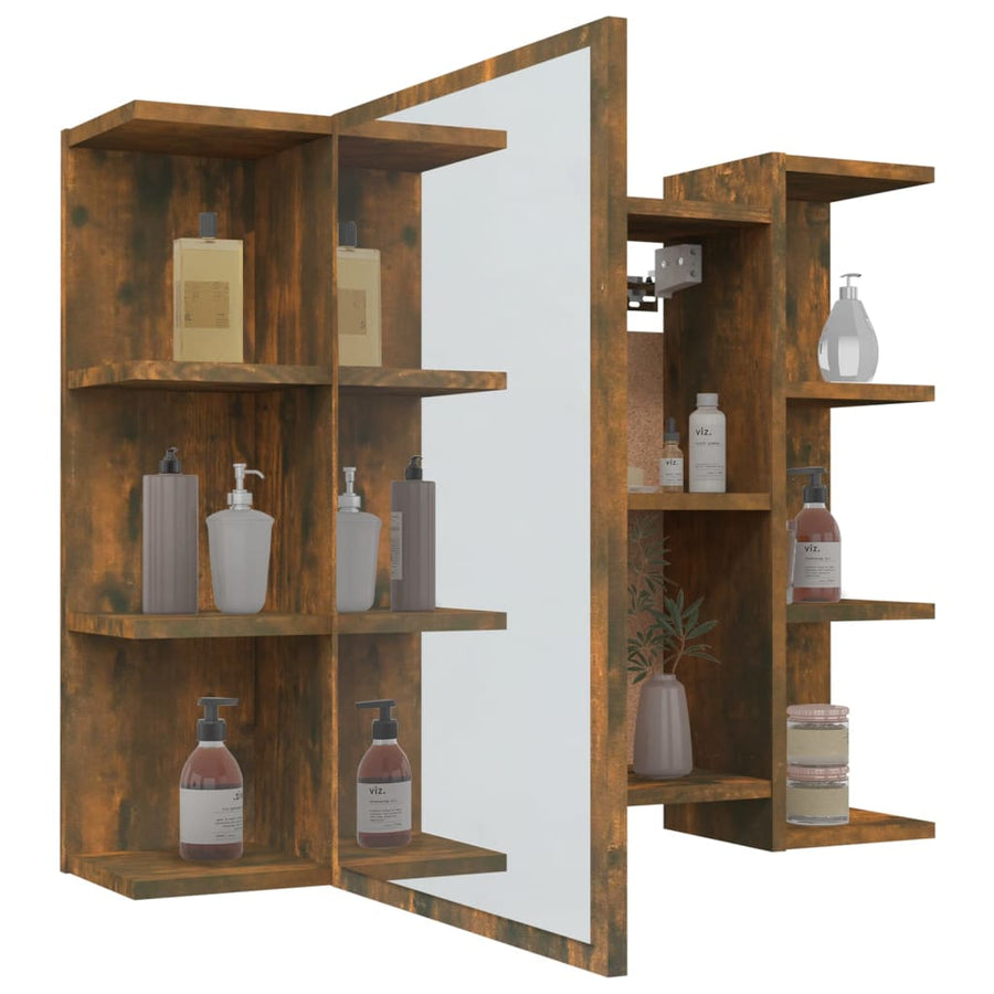 Badkamerspiegelkast 80X20,5X64 Cm Bewerkt Hout Gerookt eiken