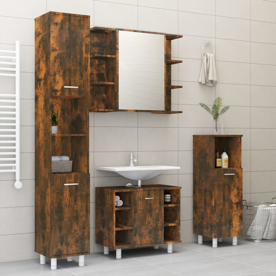 Badkamerspiegelkast 80X20,5X64 Cm Bewerkt Hout Gerookt eiken