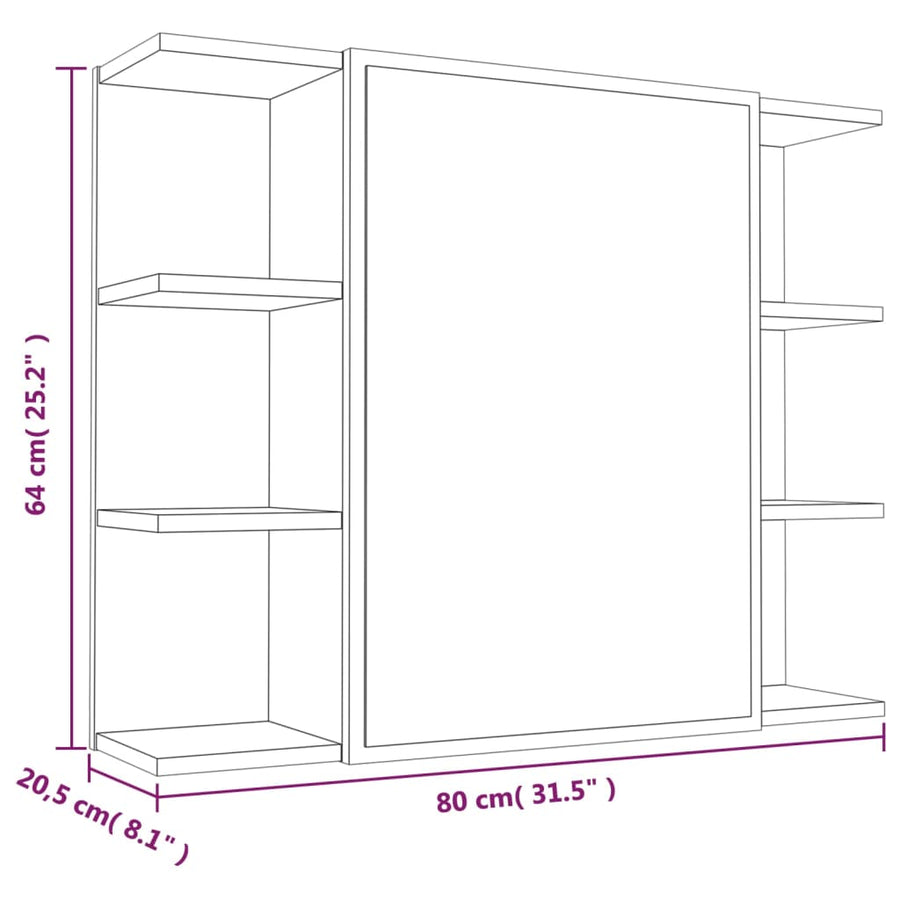 Badkamerspiegelkast 80X20,5X64 Cm Bewerkt Hout Gerookt eiken