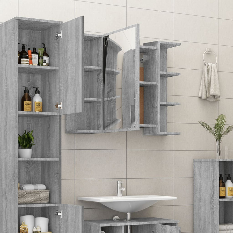 Badkamerspiegelkast 80X20,5X64 Cm Bewerkt Hout Grijs sonoma