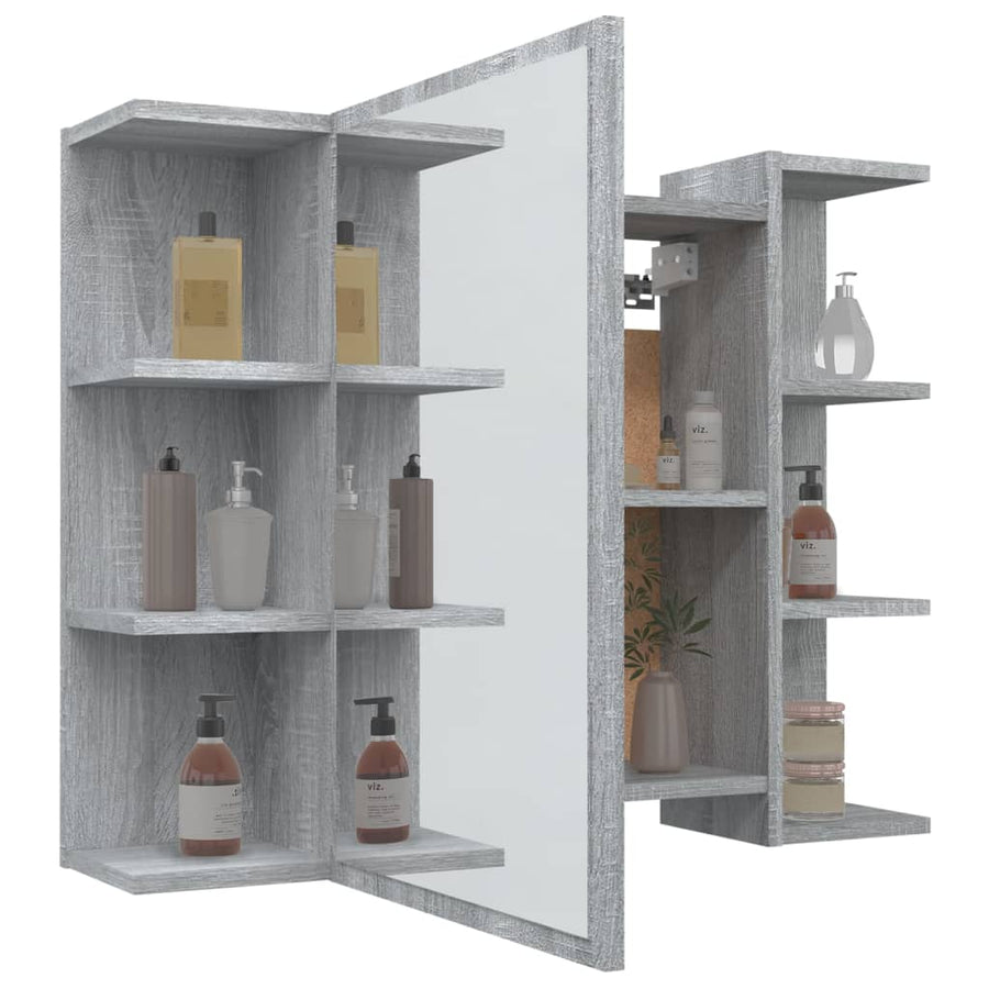 Badkamerspiegelkast 80X20,5X64 Cm Bewerkt Hout Grijs sonoma