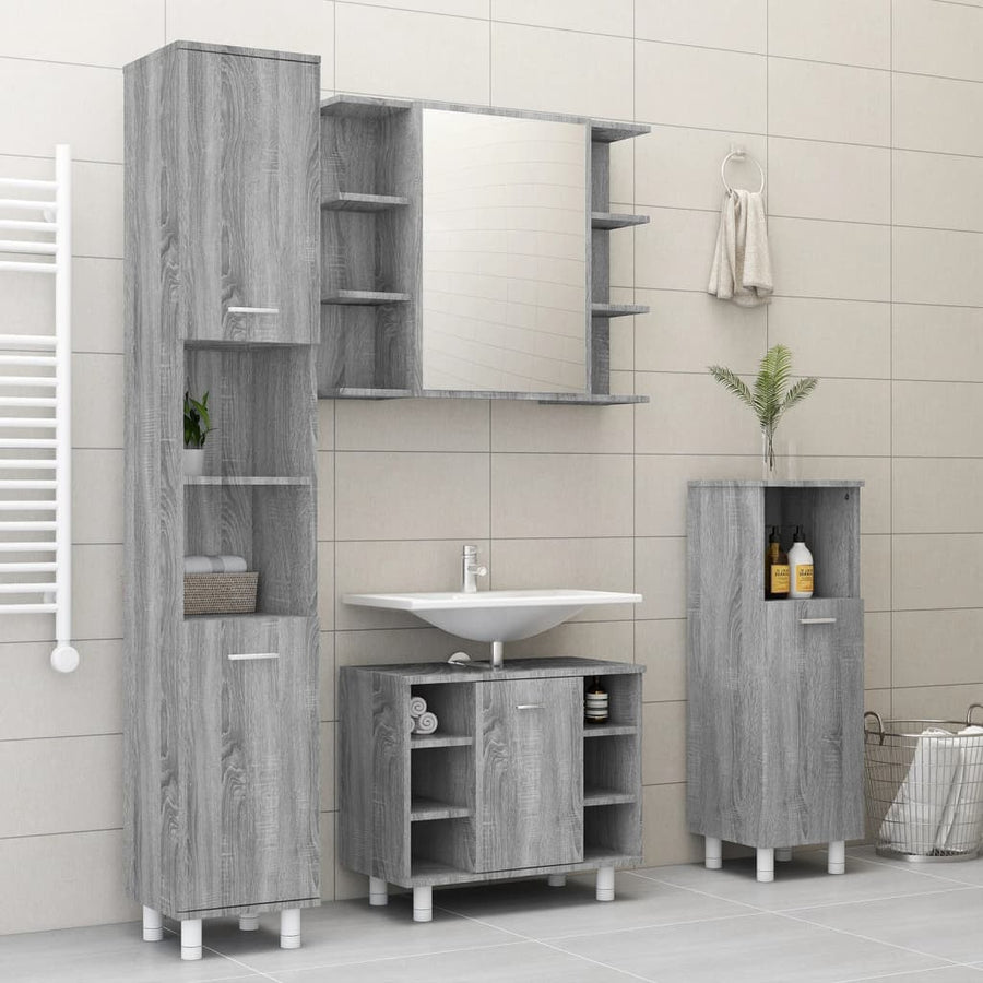 Badkamerspiegelkast 80X20,5X64 Cm Bewerkt Hout Grijs sonoma