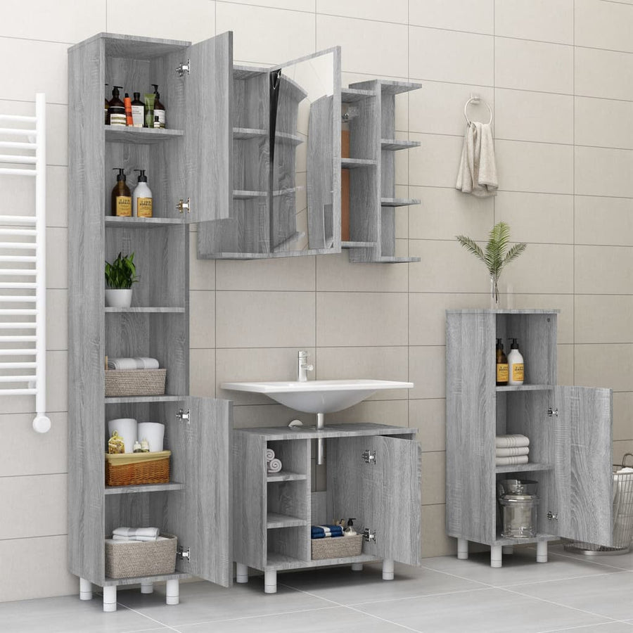 Badkamerspiegelkast 80X20,5X64 Cm Bewerkt Hout Grijs sonoma