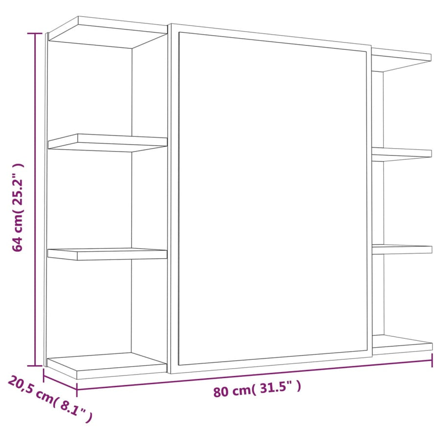 Badkamerspiegelkast 80X20,5X64 Cm Bewerkt Hout Grijs sonoma