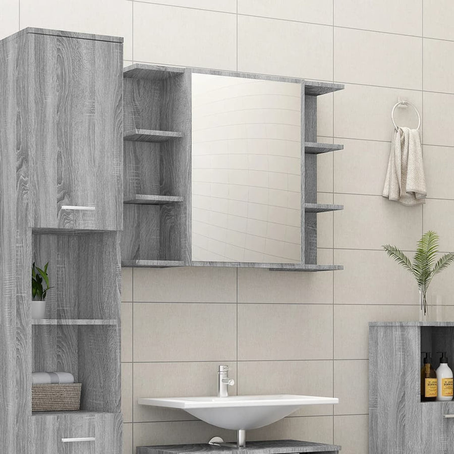 Badkamerspiegelkast 80X20,5X64 Cm Bewerkt Hout Grijs sonoma