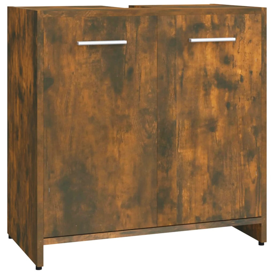 Badkamerkast 60X33X60 Cm Bewerkt Hout Kleurig Gerookt eiken