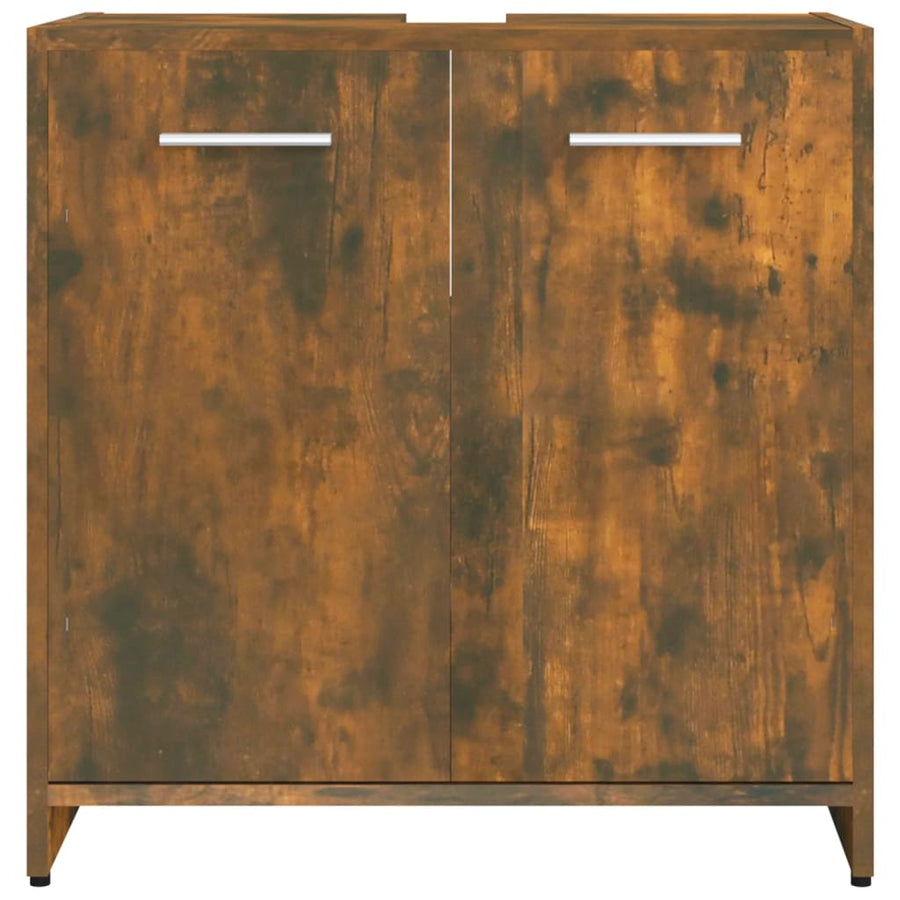Badkamerkast 60X33X60 Cm Bewerkt Hout Kleurig Gerookt eiken