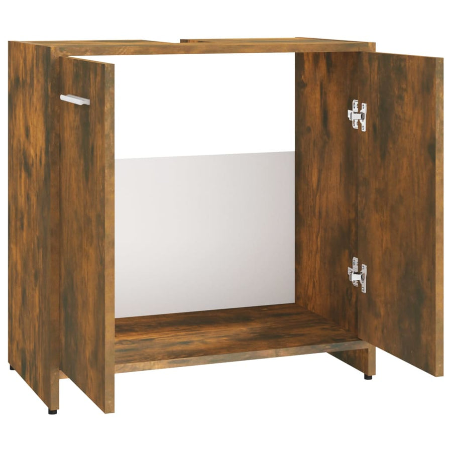 Badkamerkast 60X33X60 Cm Bewerkt Hout Kleurig Gerookt eiken