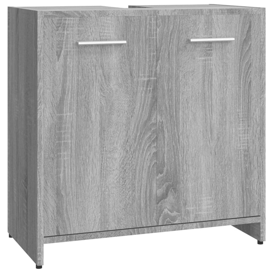 Badkamerkast 60X33X60 Cm Bewerkt Hout Eikenkleurig Grijs sonoma