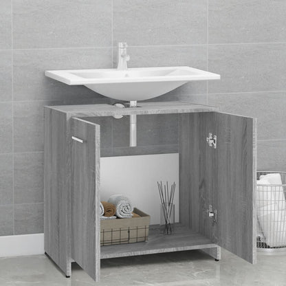 Badkamerkast 60X33X60 Cm Bewerkt Hout Eikenkleurig Grijs sonoma
