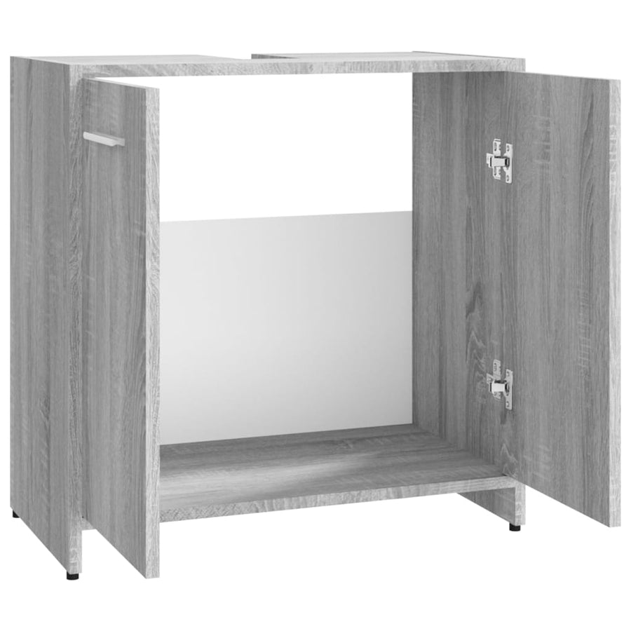 Badkamerkast 60X33X60 Cm Bewerkt Hout Eikenkleurig Grijs sonoma