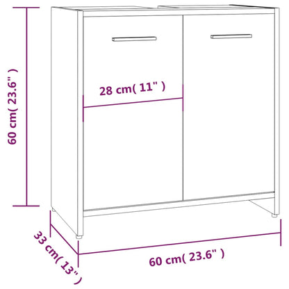 Badkamerkast 60X33X60 Cm Bewerkt Hout Eikenkleurig Grijs sonoma