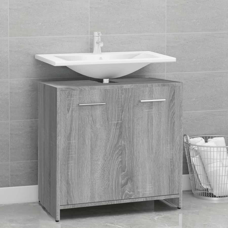 Badkamerkast 60X33X60 Cm Bewerkt Hout Eikenkleurig Grijs sonoma