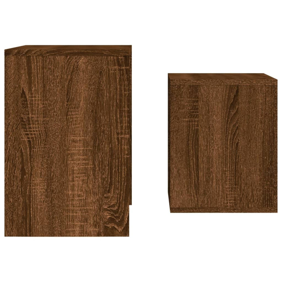 2-delige Tafeltjesset bewerkt hout bruineikenkleurig bruin eikenkleur