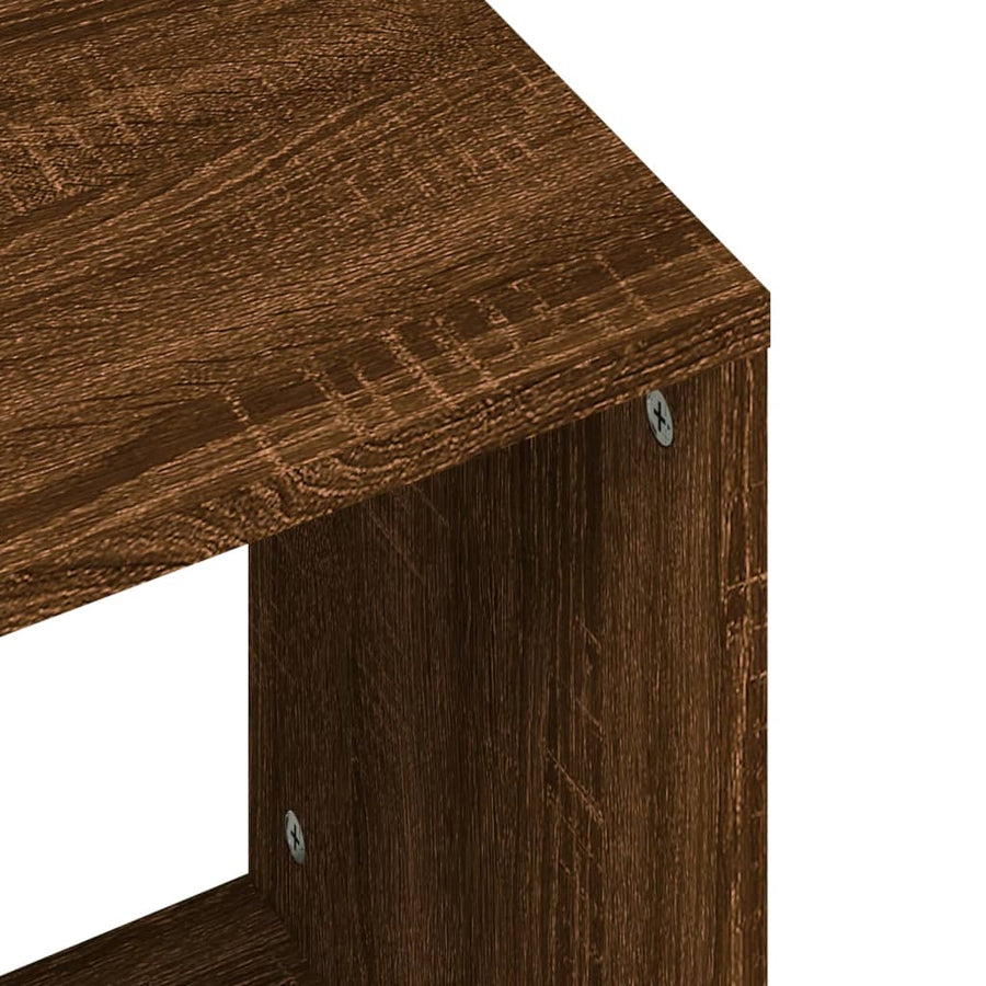 2-delige Tafeltjesset bewerkt hout bruineikenkleurig bruin eikenkleur