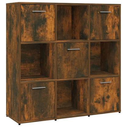 Boekenkast 90X30X90 Cm Bewerkt Hout Kleurig Gerookt eiken