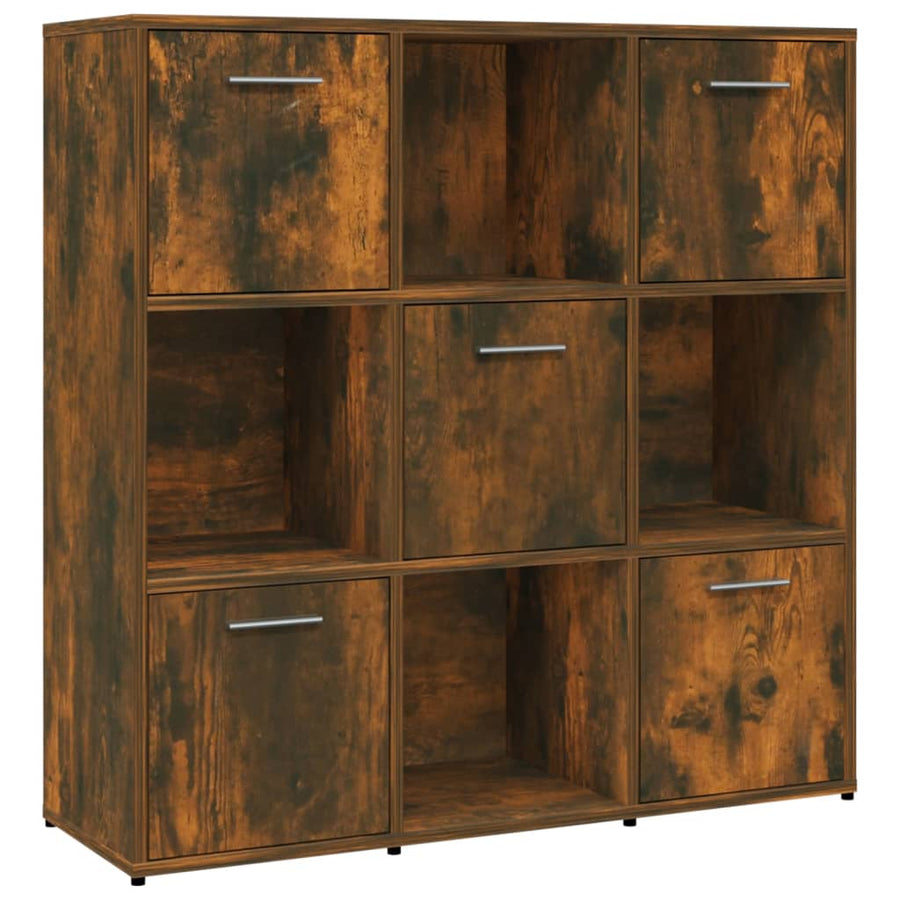 Boekenkast 90X30X90 Cm Bewerkt Hout Kleurig Gerookt eiken